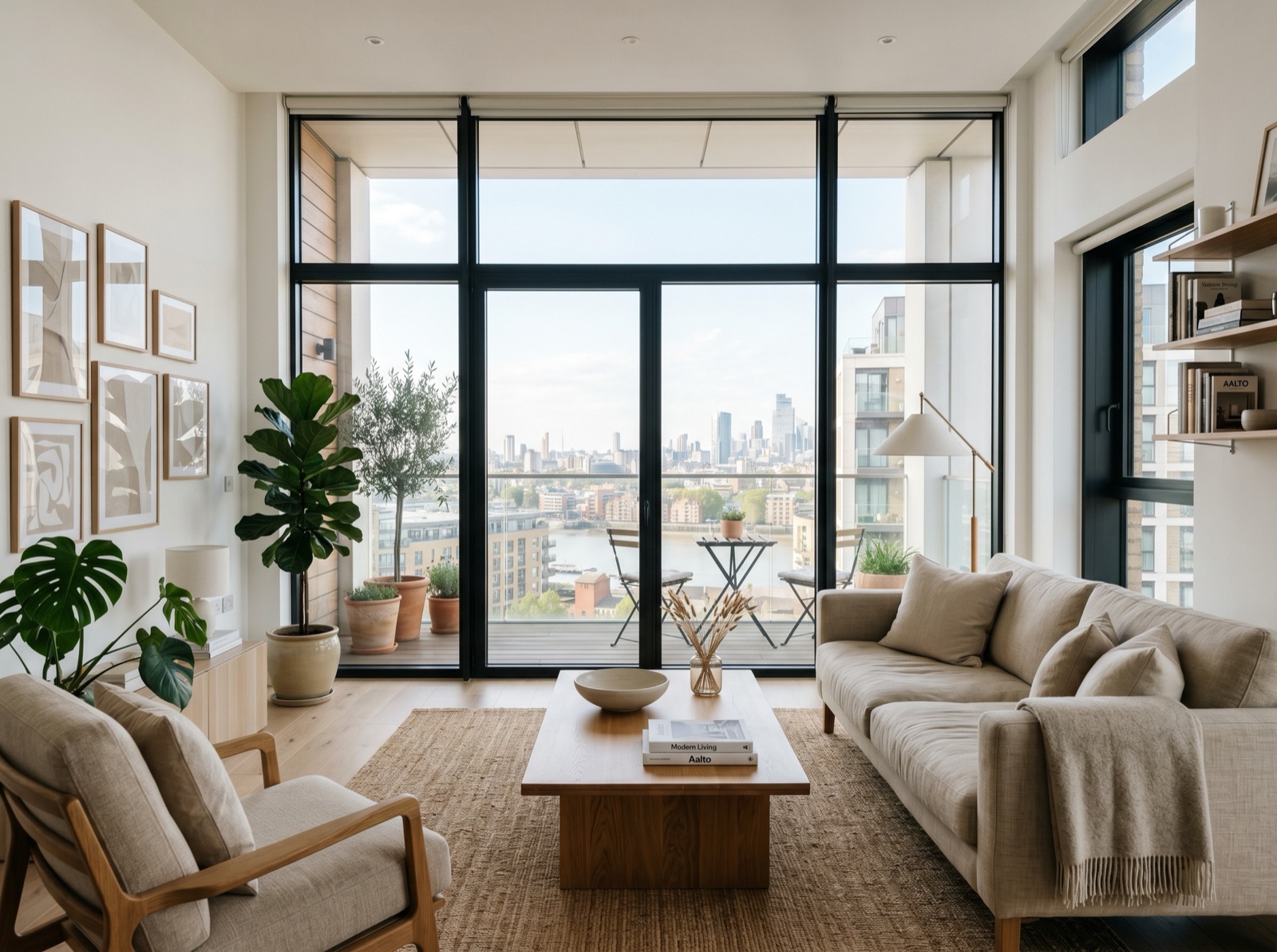 A bright modern apartment living room