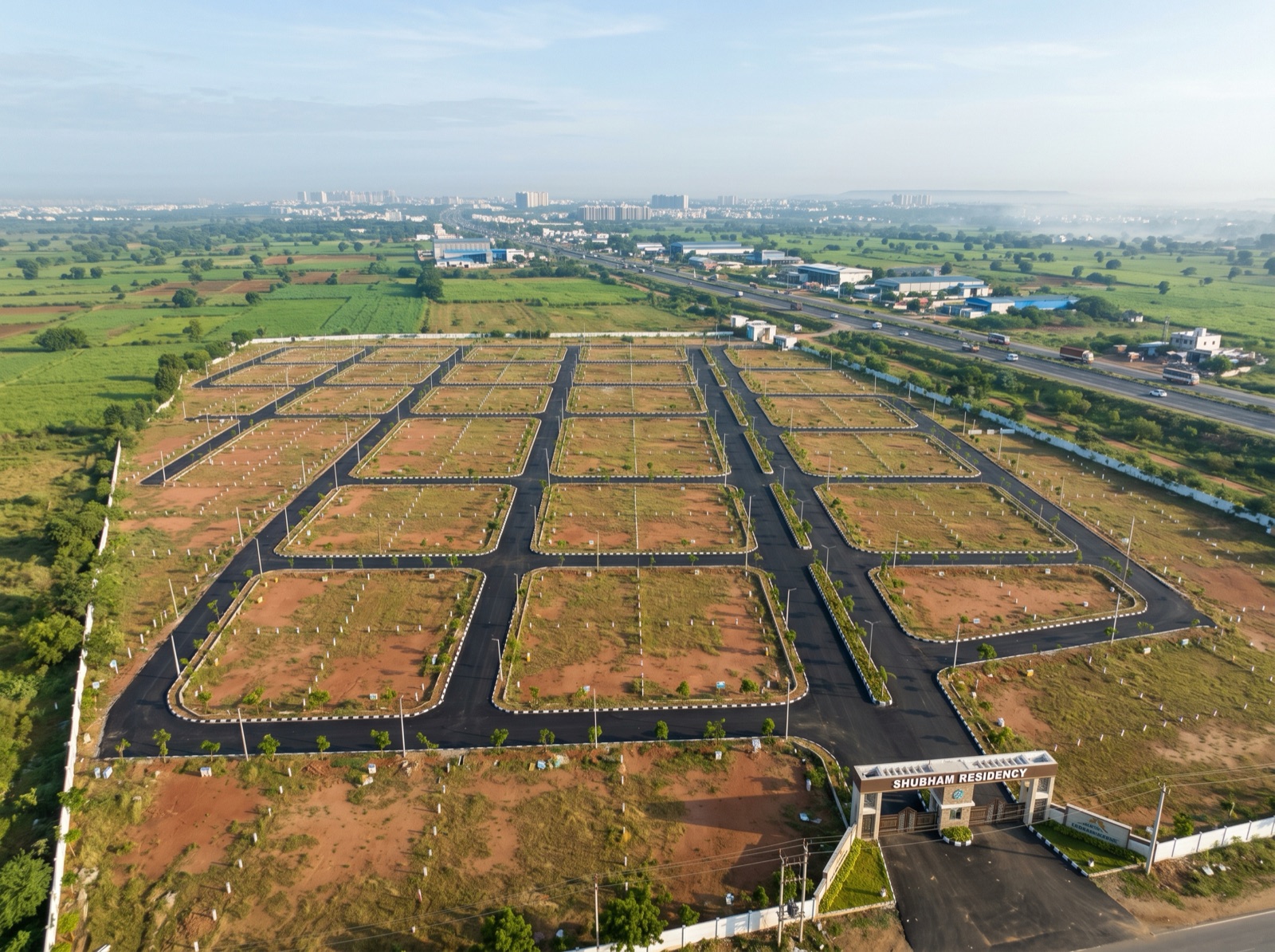 An approved layout of open plots near Hyderabad